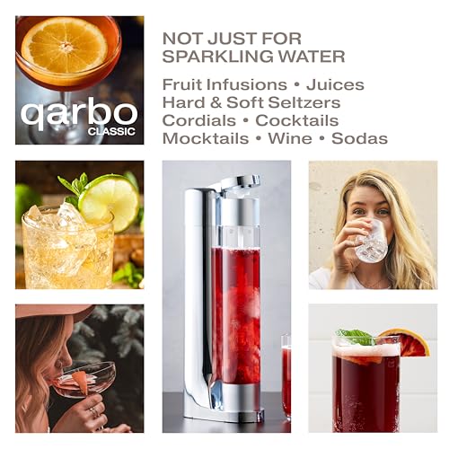 Twenty39 qarbo CLASSIC Sparkling Water Maker Machine - Soda Beverage Carbonator for Home, Seltzer & Carbonated Beverage Dispenser, Water Carbonation Fizz Maker (Metallic Red)
