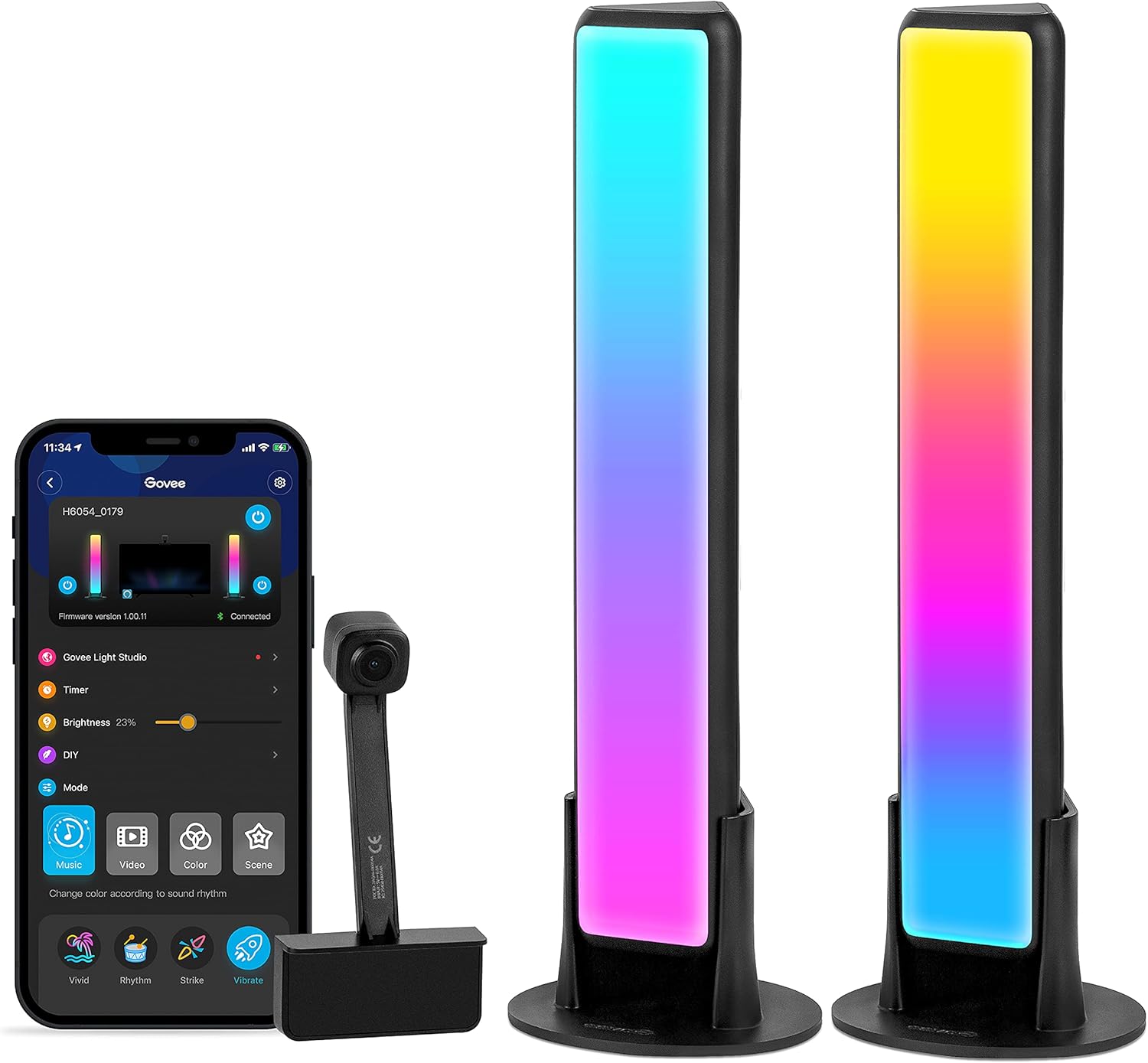 Govee Flow Pro LED Smart Light Bars, RGBIC Ambiance Backlights with Camera, Music Sync Kit Works with Alexa & Google Assistant, 12 Preset Modes LED Play Light Bar for 27-45 inch Gaming, PC, TV, Room Pack of 2