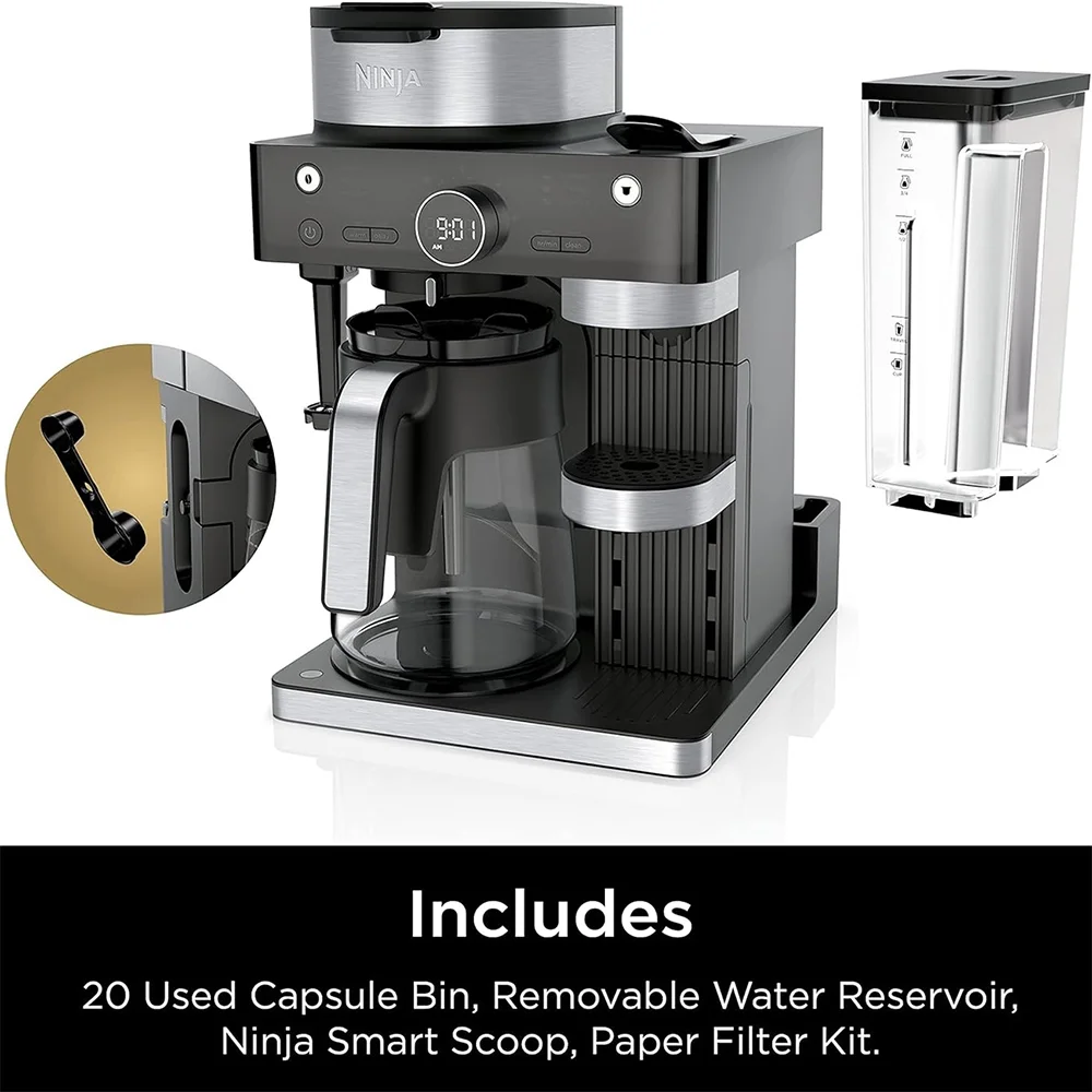 Ninja CFN601 Espresso & Coffee Barista System Black and Stainless Steel (Renewed) Bundle with 2 YR CPS Enhanced Protection Pack