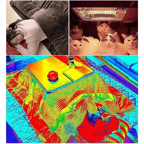 Kotatsu Table Blanket with Electric Heater, Japanese Furniture Futon Floor Table Set, Bedroom Tatami Heated Stove, Winter Foot Warmer Wooden Coffee Table, Low Lying Dining and Work Desk, for Home ( Co