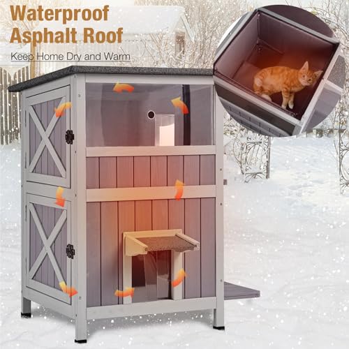 GUTINNEEN Outdoor Cat House Insulated for Winter Weatherproof Feral Cat Shelter