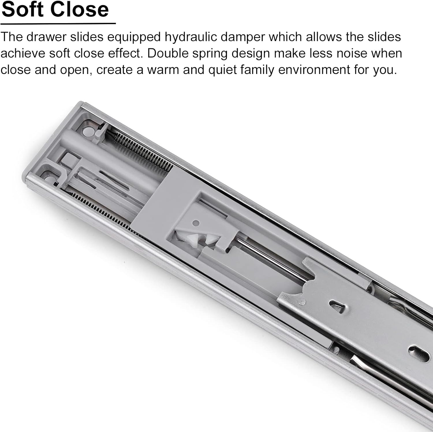 6 Pair DECORITEN 18 inch Soft Close Drawer Slide Full Extension, Ball Bearing Cabinet Hardware Rails with Rear Mounting Brackets, Side/Bottom Mount