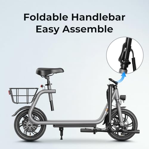 Jasion JS3/PRO Electric Scooter with Seat, 650/850W Peak Motor Electric Scooter Adults, 20/25Miles Ranges Sports Scooter for Adults, 20/25MPH Max Speed, Foldable E-Scooter for Pets, Disc Brakes