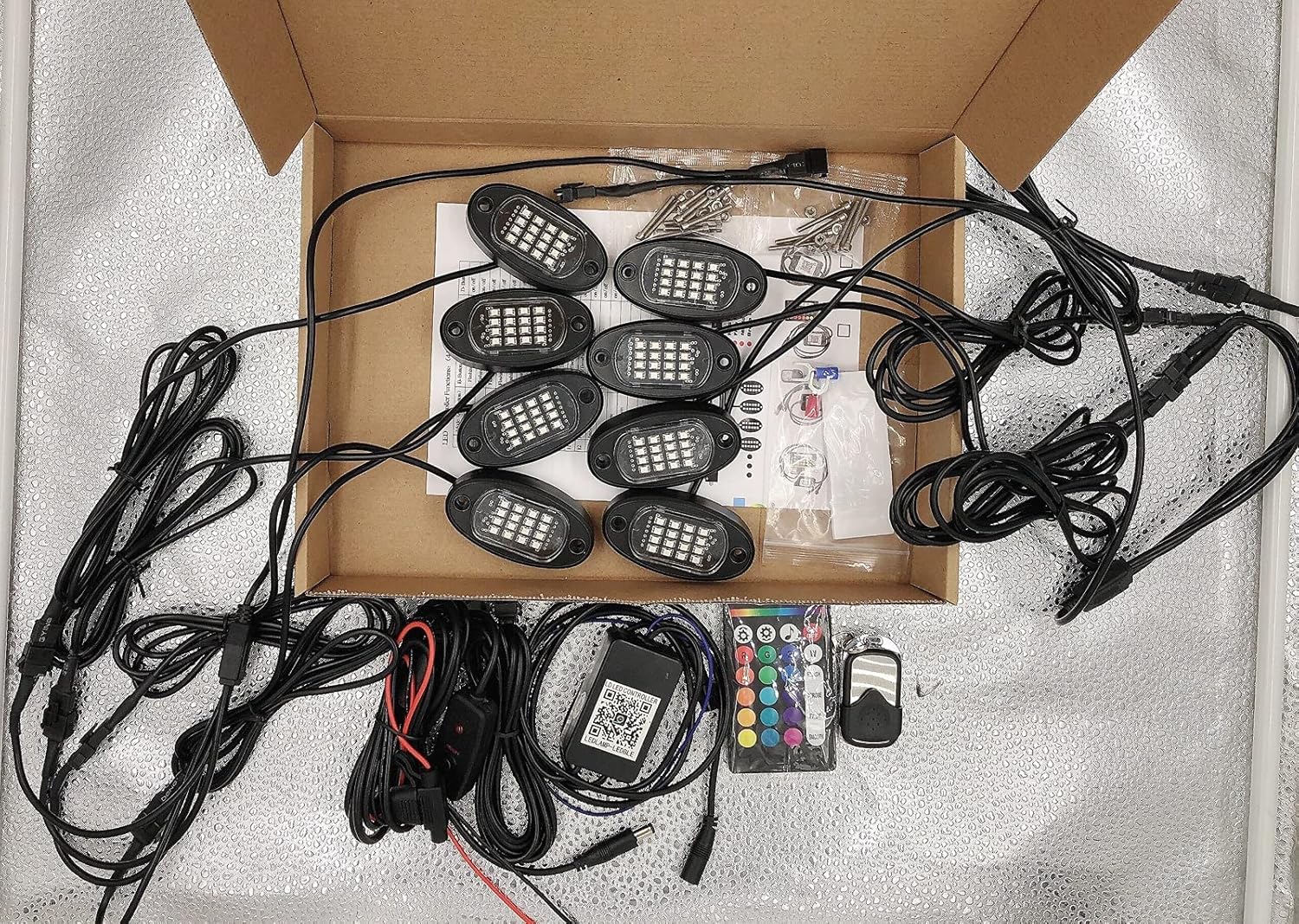 8 Pods RGB LED Rock Lights 3 Control Ways 128LEDs Multicolor Neon Underglow Lighting Kit with APP/RF Control Music Mode for Jeep Truck UTV SUV Waterproof Pack of 2