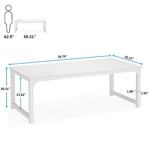 Tribesigns Modern Computer Desk, 63 x 31.5 inch Large Executive Office Desk Computer Table Study Writing Desk Workstation for Home Office, Spliced Desktop, White