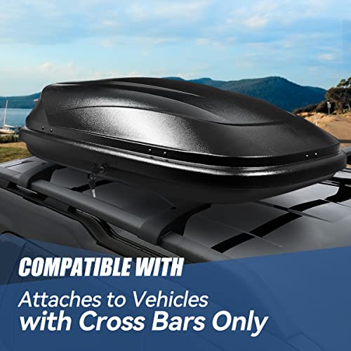 Auto Dynasty Hard Shell Roof Top Mount Car Storage Travel Luggage Box Cargo Carrier, 53 (L) x 34 (W) x 15 (H) Inches, Capacity 110 Pounds, 11 Cubic Feet (Tool-Free Install), Glossy Black Finish