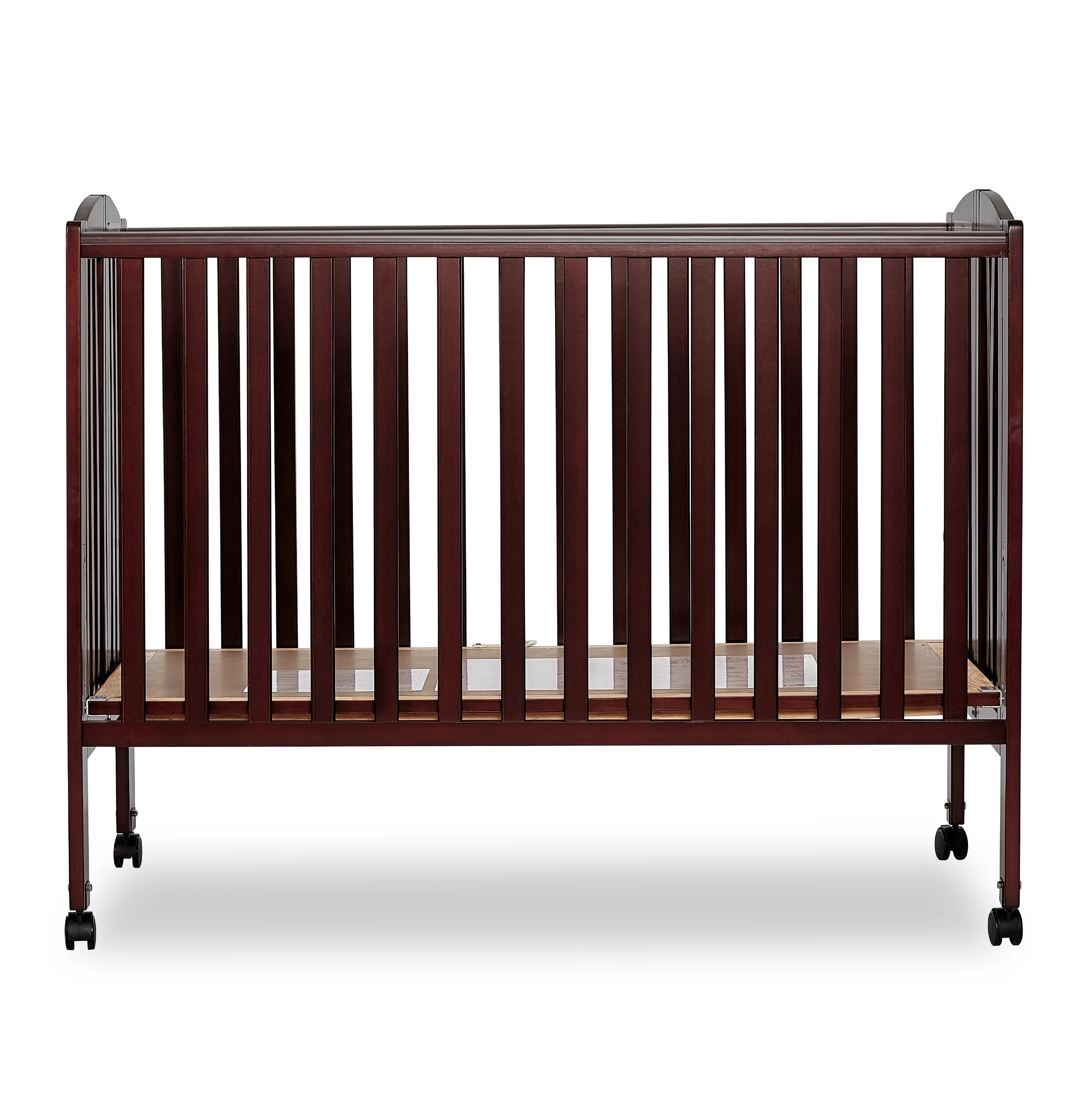 Dream On Me Full Size 2-in-1 Folding Stationary Side Crib, Locking Wheels, Espresso