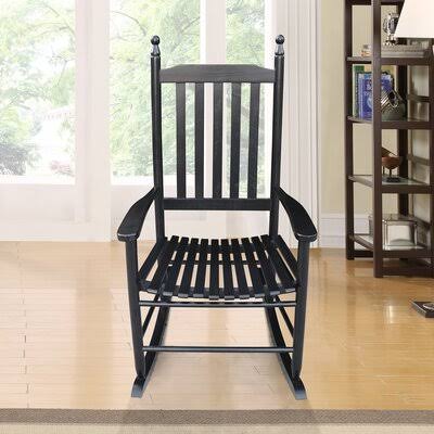 Wooden Porch Rocker Chair August Grove Color: Black