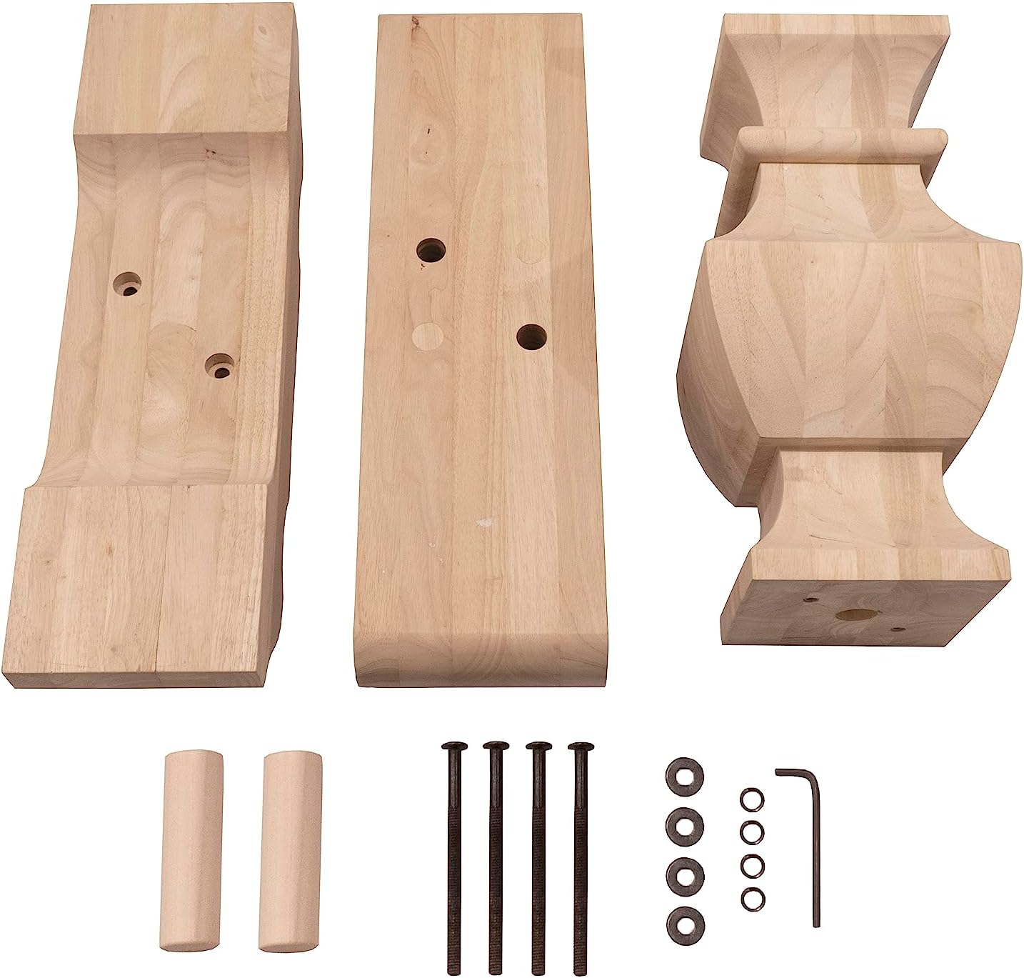 Baron Hardwood Single Trestle Table Base, Furniture Pedestal for DIY Farmhouse Dining Table Design, Unfinished and Sanded Wooden Base