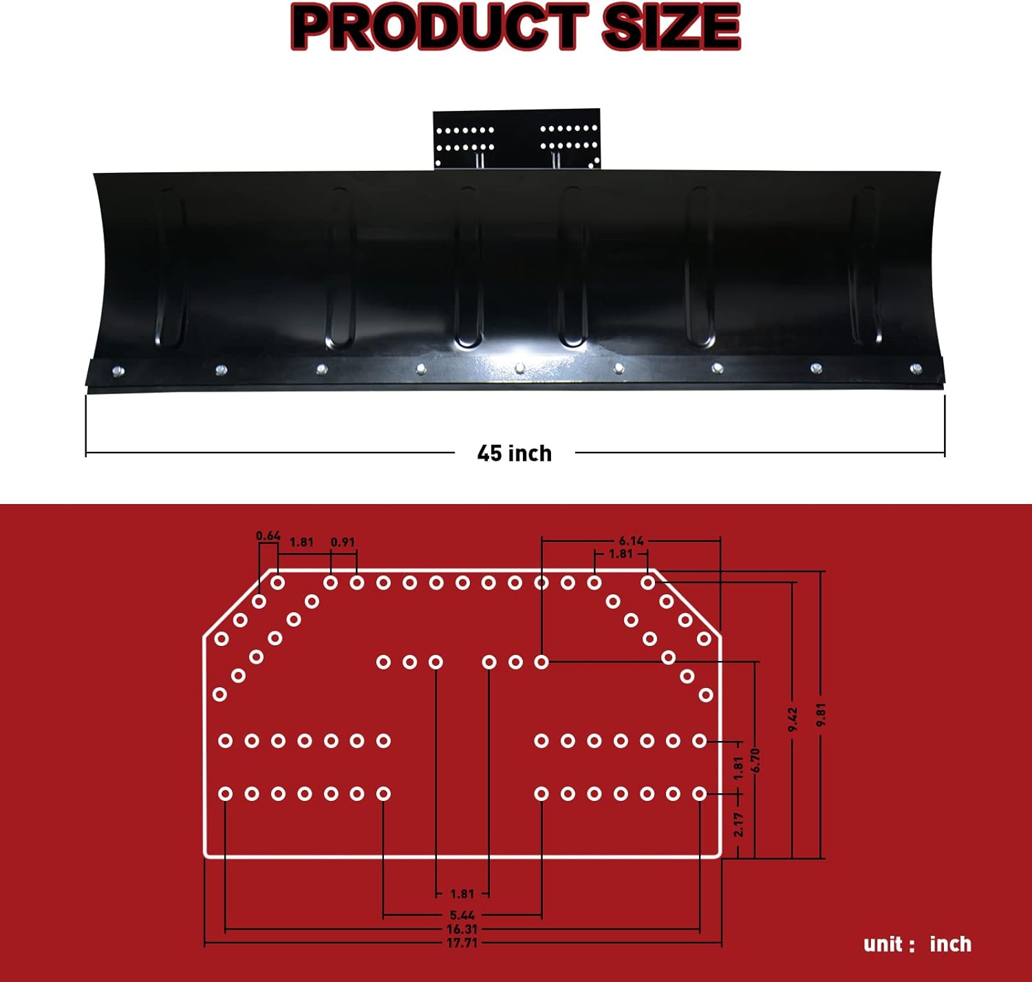 ATV Snow Plow, EBESTTECH 1PC 45 Inch Heavy Duty Universal Snow Plow Kit Adjustable for Pickup Trucks UTV ATV Arctic Cat Access Kawasaki Honda Aeon Crossland Black