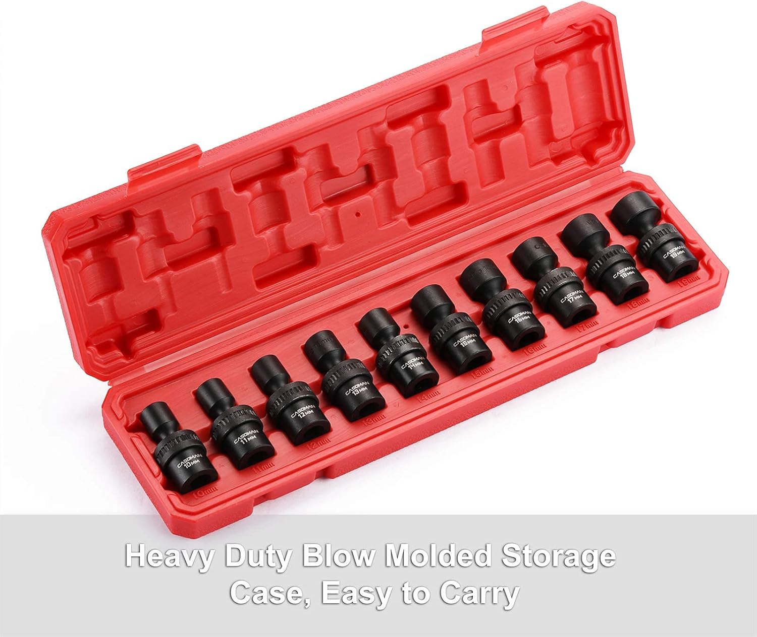 CASOMAN 15 PCS 3/8" Drive Shallow Universal Impact Socket Set, 6 Point, Metric,8-22mm