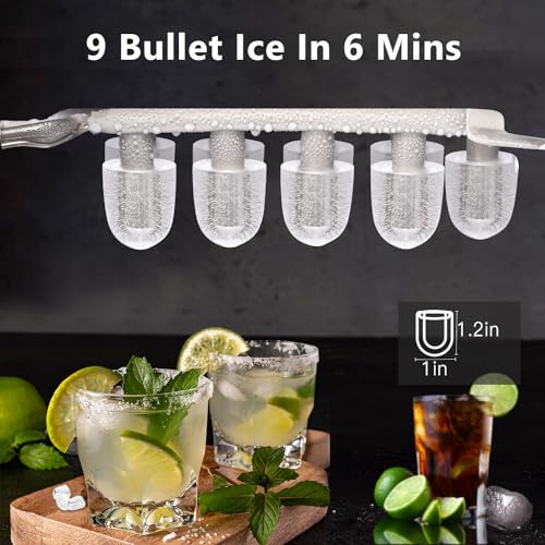 COWSAR Ice Maker Countertop, Portable Ice Machine with Self-Cleaning, 26.5lbs/24Hrs, 9 Bullet Ice Cubes in 6 Mins, Ice Basket and Scoop, Ideal for Home, Kitchen, Bar, Camping
