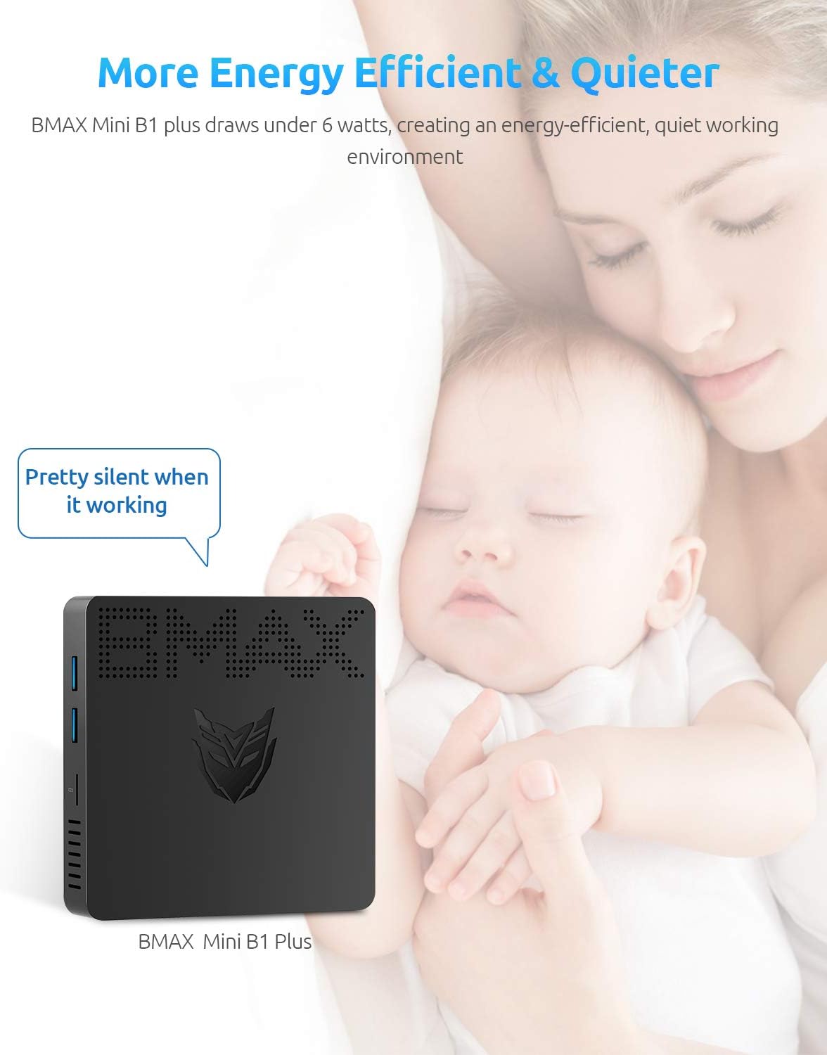 Mini PC Mini PC N4000(up to 2.6GHz) 6GB DDR4/ 64GB eMMC Mini Desktop Computer Fanless 2.4G/5G Dual WiFi HDMI+VGA 4K Dual-Screen Display, BT4.2, USB x4