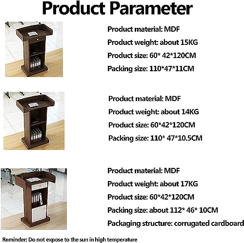 Podium Wood Stand Podium Stand Floor Standing Podiums Reception Desk for Speakers with Storage Shelf, Wooden Speaking Ideal for Conference, Auditorium,