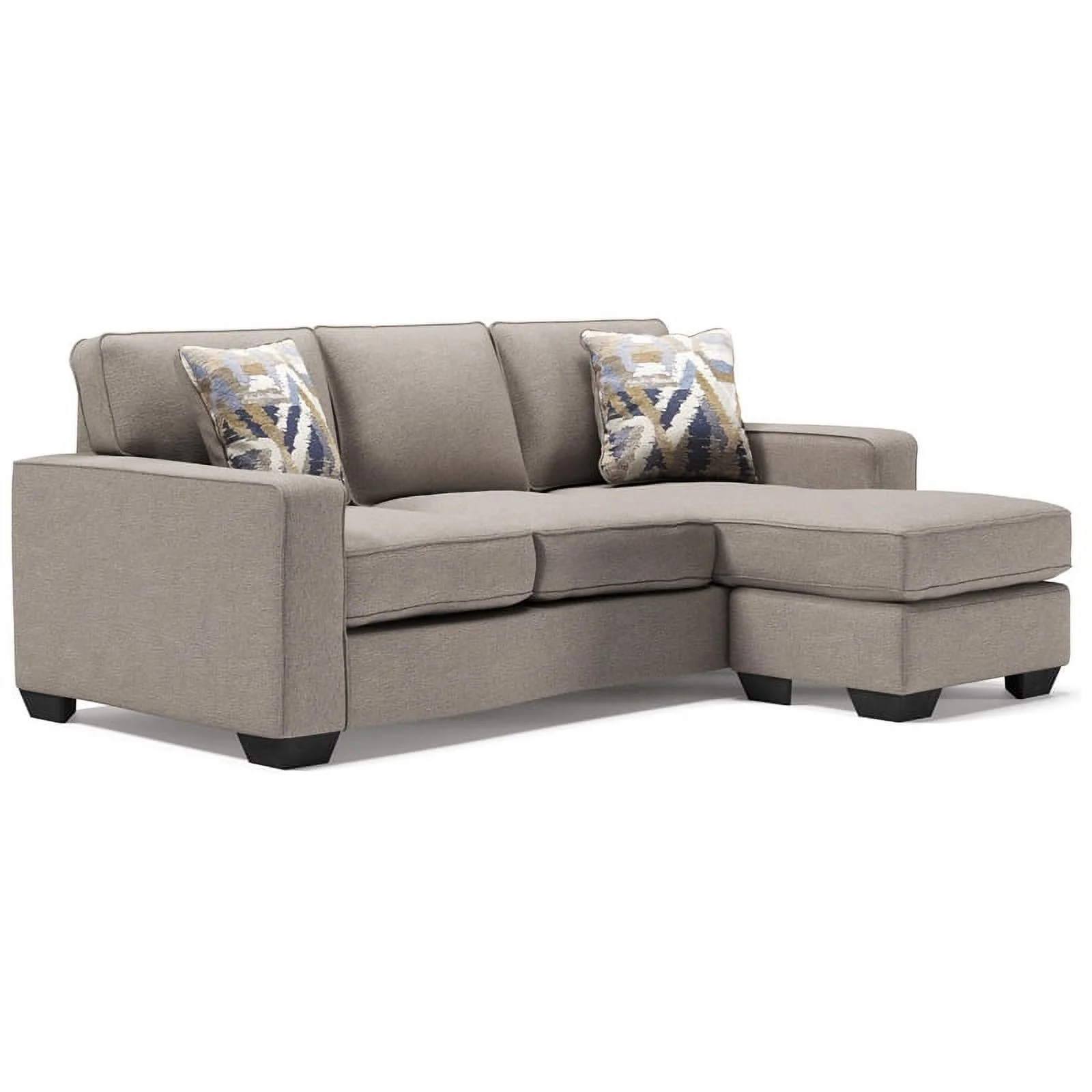 Ashley Furniture Greaves Fabric & Wood Sofa Chaise in Stone Light Gray
