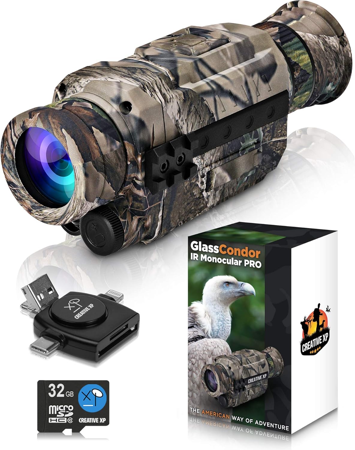 CREATIVE XP 2021 Digital Night Vision Monocular for 100% Darkness - Travel Infrared Monoculars Save Photos & Videos - IR High-Tech Spy Gear for Hunting & Surveillance - Card Reader Included