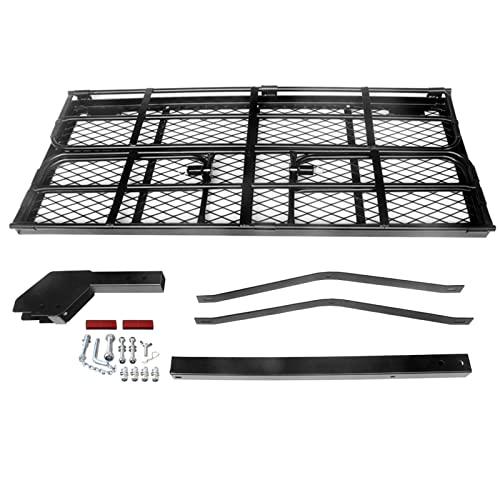 500 Lbs Heavy Duty Hitch Mount Cargo Carrier 60" x 24" x 14.4" Folding Cargo Rack Rear Luggage Basket Fits 2" Receiver for Car SUV Camping Traveling