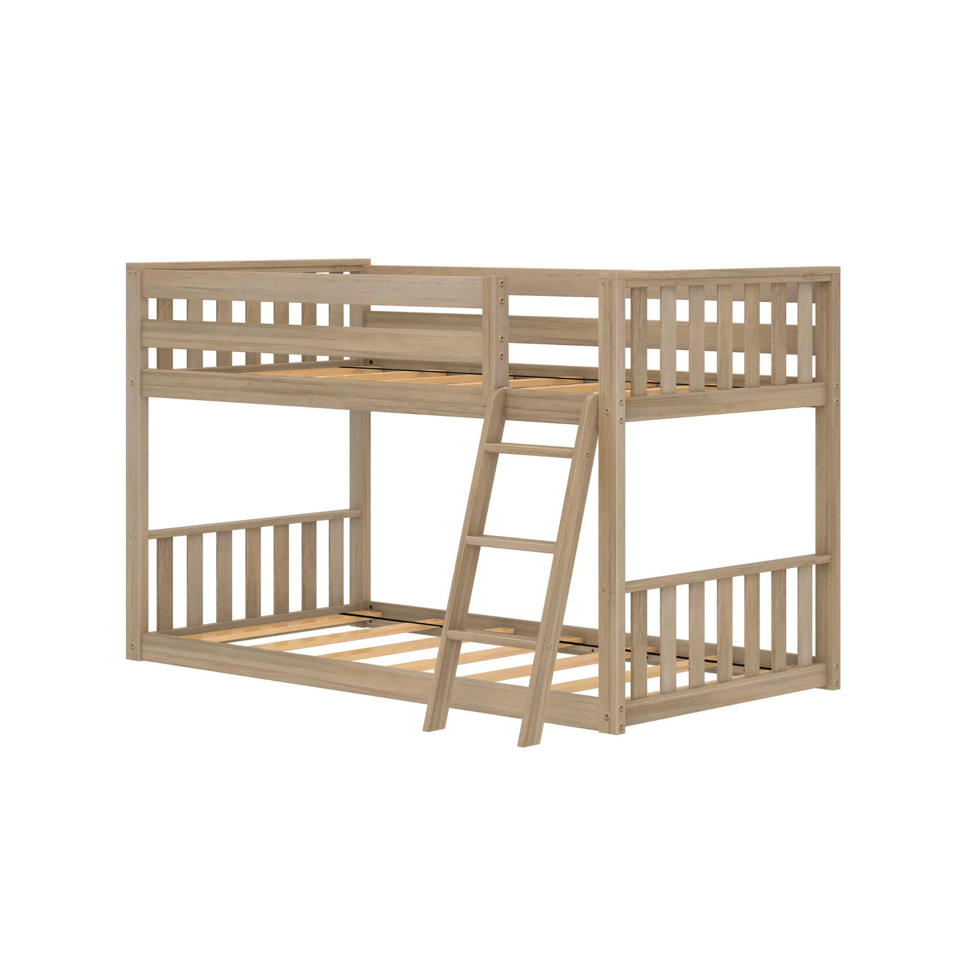 Max & Lily Scandinavian Twin over Twin Bunk Bed For Kids, Wood Bunk Beds with Ladder, Blonde