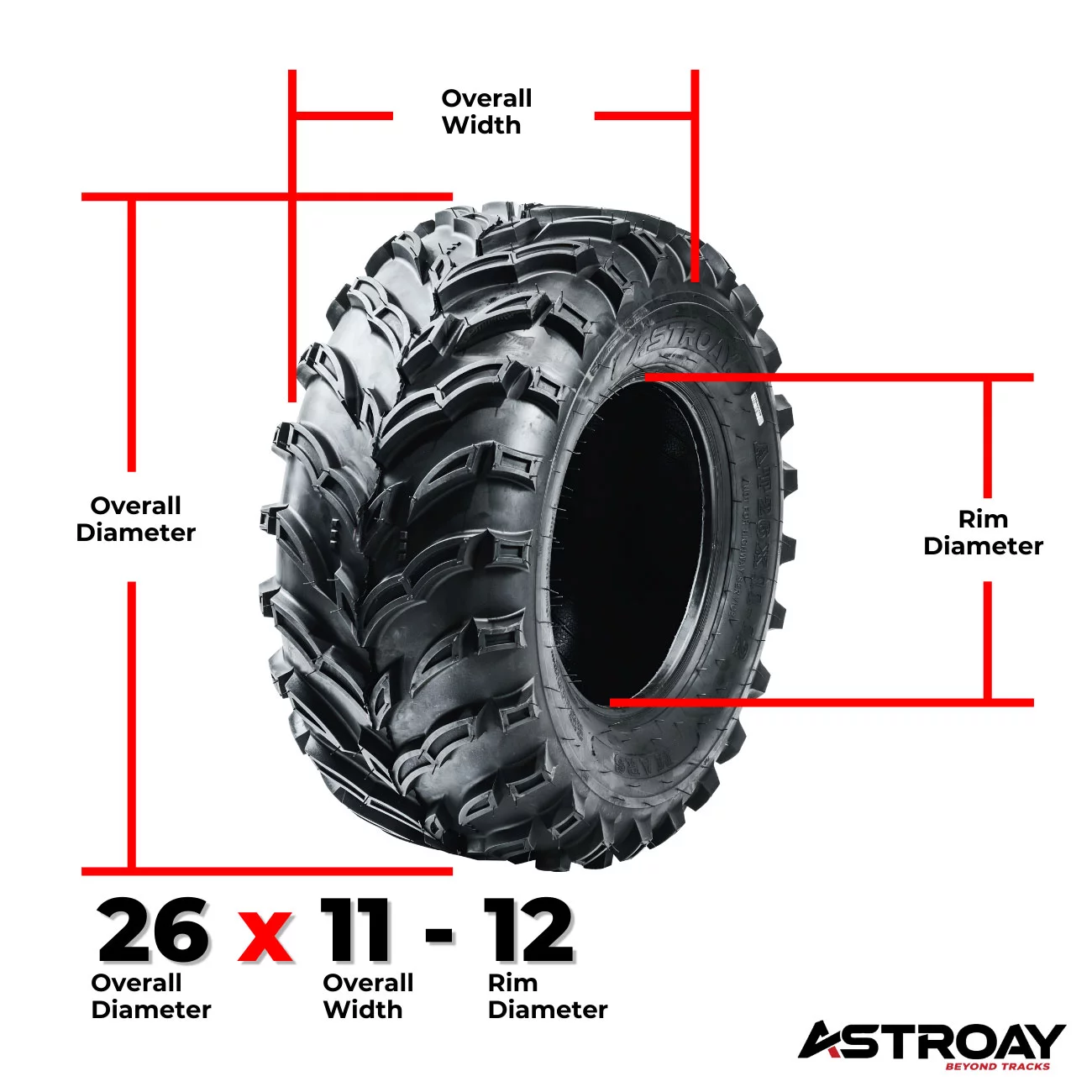 26 x 11 - 12 Astroay Mars-A Utility ATV/UTV Tire