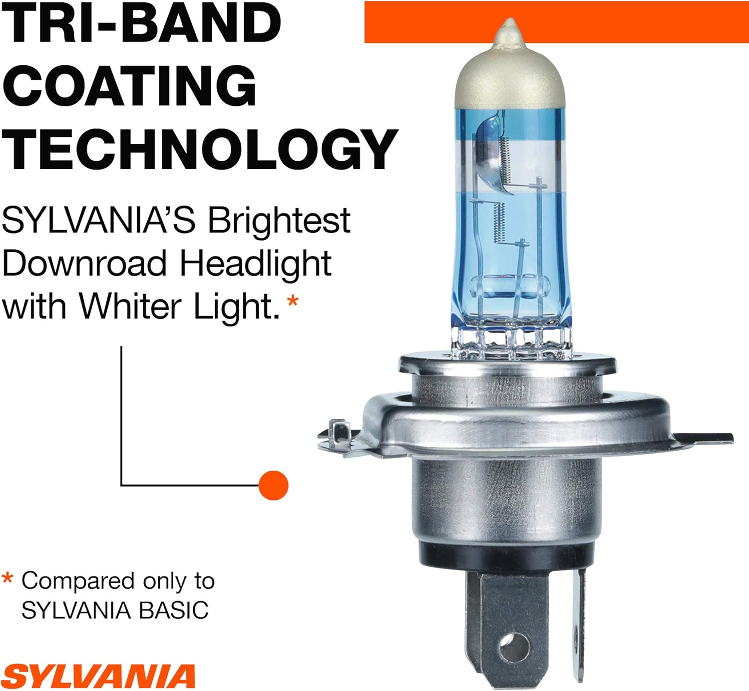 SYLVANIA - 9003 SilverStar Ultra - High Performance Halogen Headlight Bulb, High Beam, Low Beam and Fog Replacement Bulb, Brightest Downroad with Whiter Light, Tri-Band Technology (Contains 2 Bulbs) Pack of 2