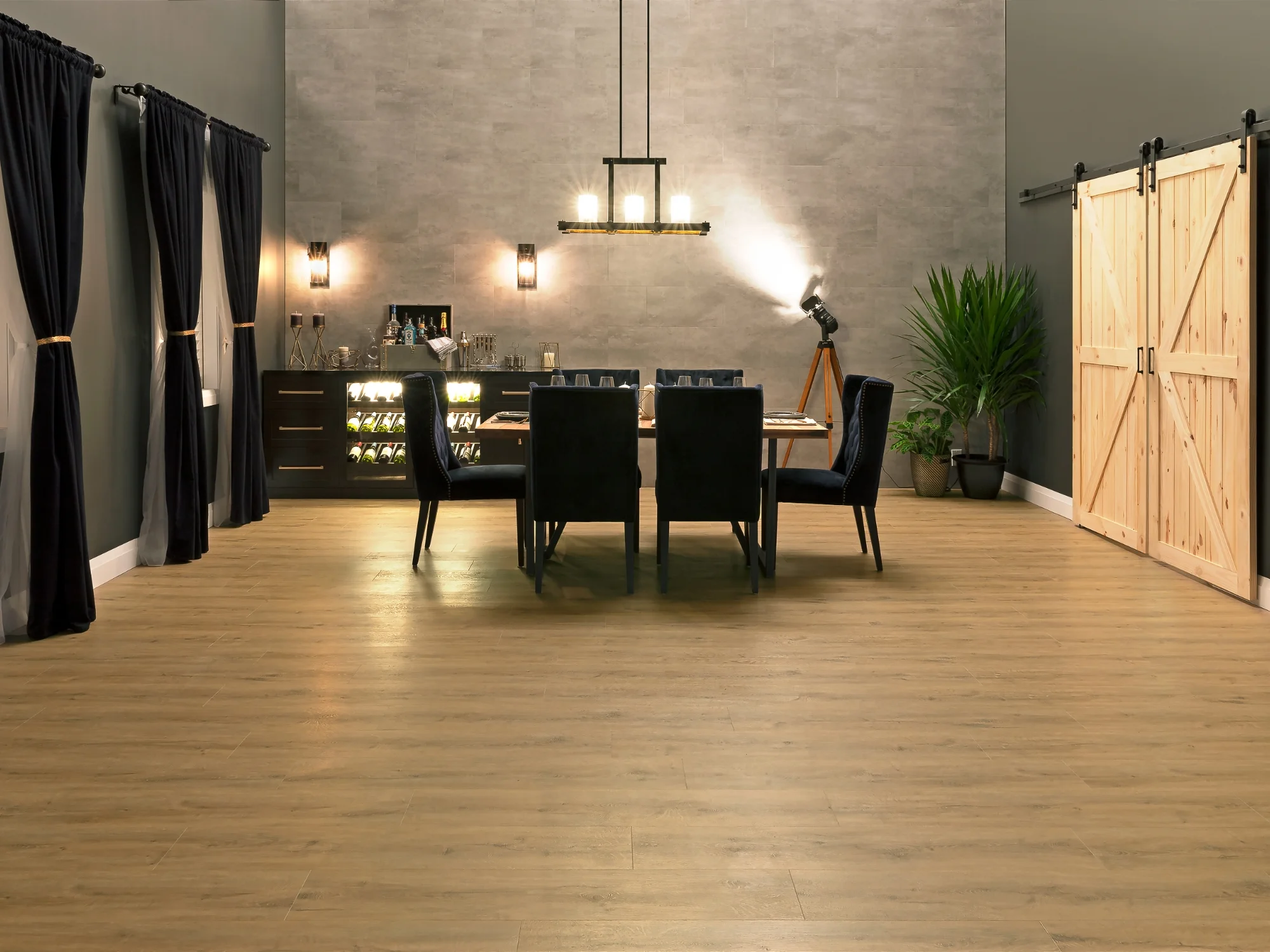 Stone Composite LVP Flooring 5MM-Natural Oak 1000 Sq ft Room