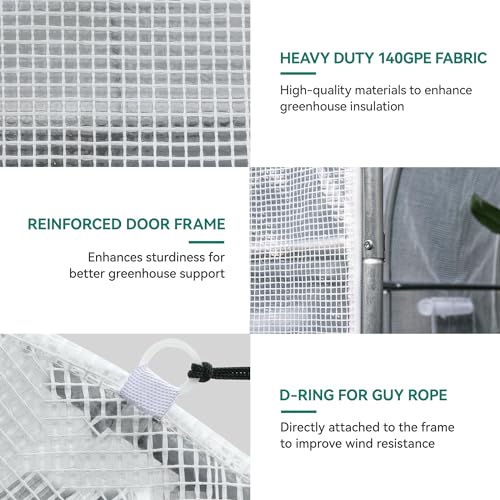 YITAHOME 20x10x6.5ft Greenhouses Large Walk-in Green House Heavy Duty Tunnel Green Houses Outdoor Portable Plant Gardening Upgraded Galvanized Steel Frame Zipper Doors 5 Crossbars Garden, Green