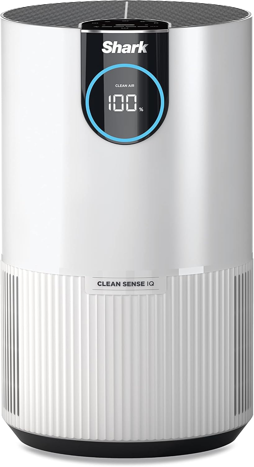 Shark HP102 Air Purifier with True HEPA, Microban Antimicrobial Protection, Cleans up to 500 Sq. Ft, Captures 99.98% of particles, dust, allergens, viruses, smoke, 0.1–0.2 microns, Odor Lock, White