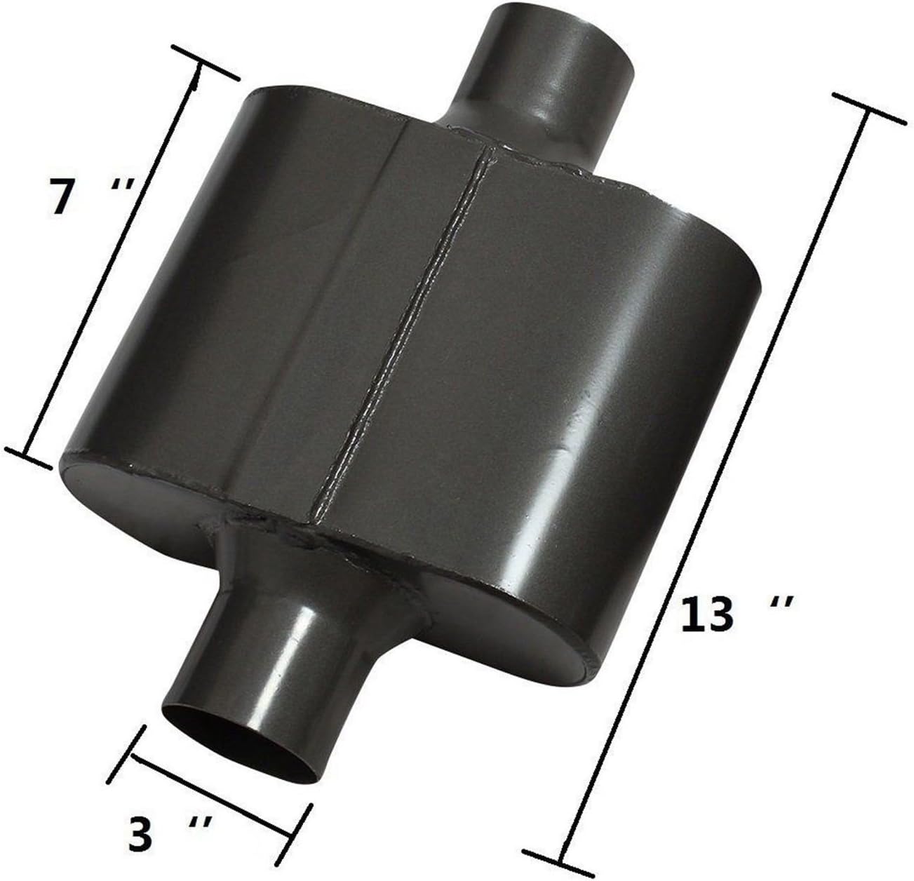 Pair of Single Chamber Performance Race Muffler 3" Center / Center Universal Steel Muffler (3 Inch) Pack of 2