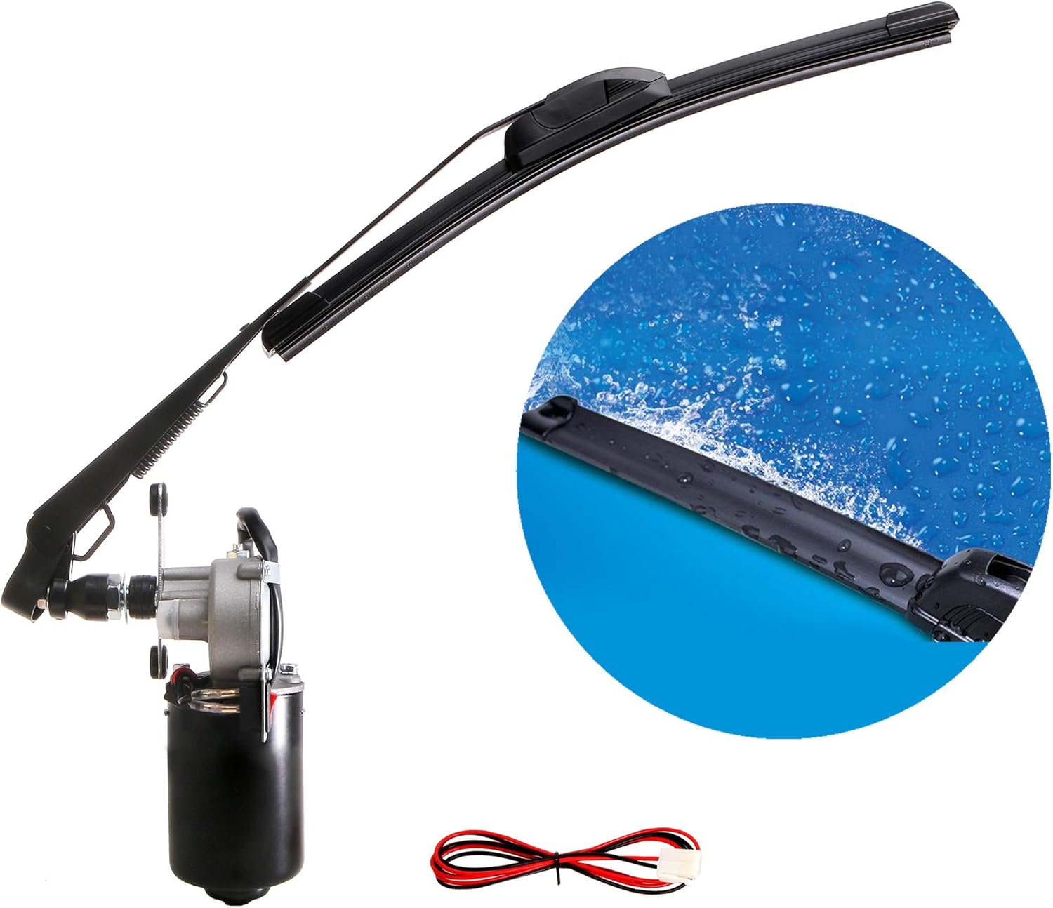 YiCross Electric UTV Windshield Wiper Motor 12V Hard Coated Polycarbonate Universal Windshield Wiper Kit w/Multi Wiper, 90 Degree Wipe Sweep