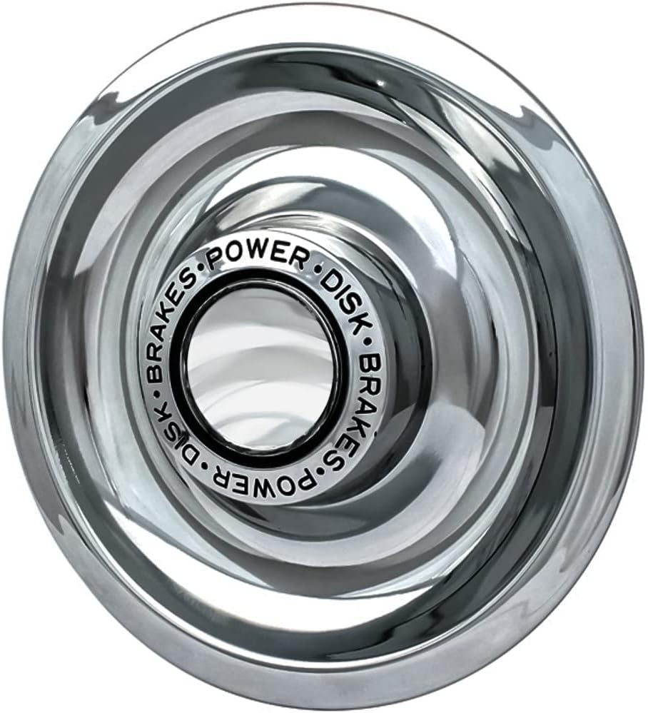 OxGord Power Disc Rally Wheel Center Caps (Pack of 4) Best for GM Classic Car Accessories | Snaps Over 14x6, 14x7, 15x6, 15x7, 15x8 & 15x10 Rim - Stainless Steel Cap is 7 in Diameter, Chrome