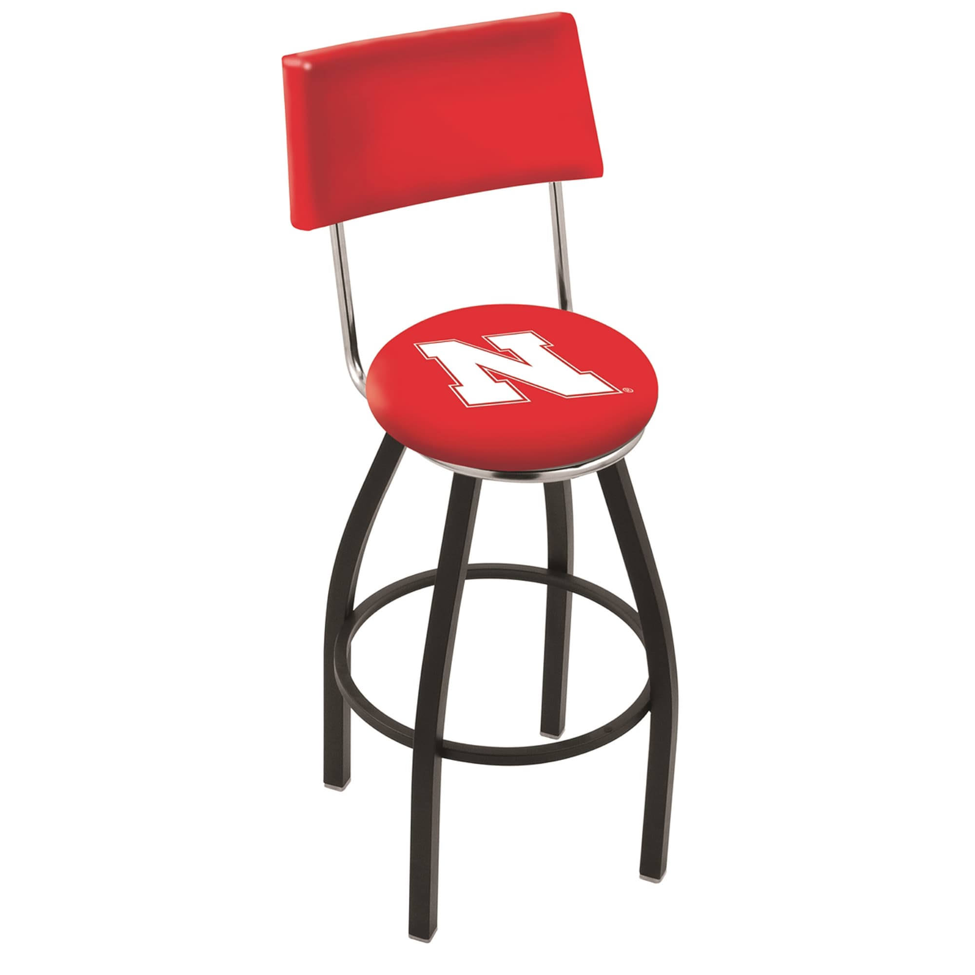 Holland Bar Stool Nebraska Cornhuskers Black Swivel Bar Stool with Back