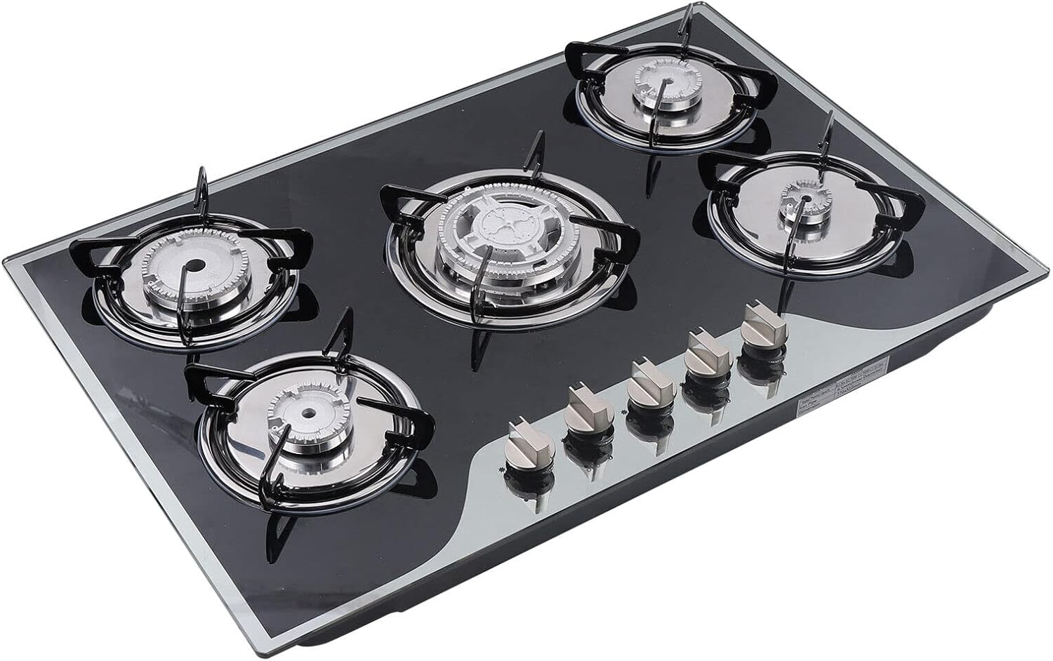 Gas Cooktop 23'' 30 Inch 35'', Built-in NG/LPG Convertible Gas Cooktops 4 Burners 5 Burner Gas hob, Gas Countertop Plug-in with Tempered Glass Gas Range Stainless Steel (30'')