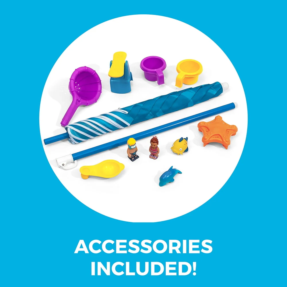 Step2 Spill & Splash Seaway Blue Plastic Water Table for Toddlers with 10-piece Playset