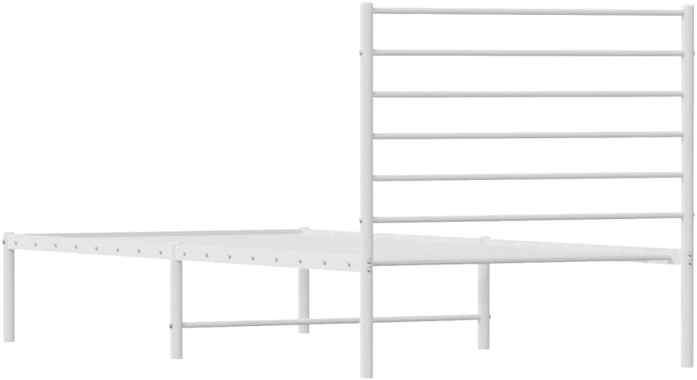 Asomie Indoor Fashion Furniture Beds Accessories Metal Bed Frame with Headboard White 39.4"x78.7"Bed Frames US Stock Fast Shipment White