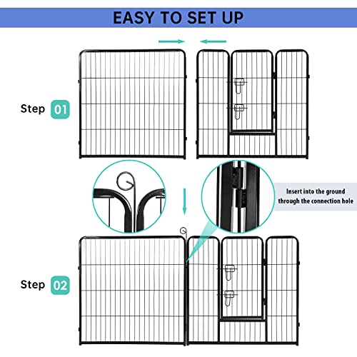BestPet Dog Playpen Indoor 40 inch 16 Panels Metal Dog Pen Pet Dog Fence Outdoor Exercise Pen with Doors,Pet Puppy Playpen for RV Camping Yard, Black