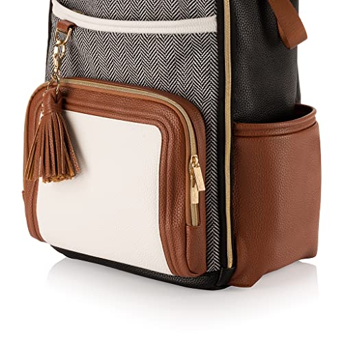 Itzy Ritzy Diaper Bag Backpack – Large Capacity Boss Plus Baby Backpack Diaper Bag Featuring 19 Pockets, Changing Pad, Stroller Clips, and Comfortable Backpack Straps, Black