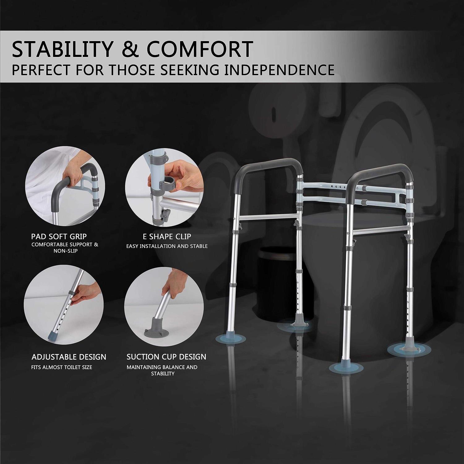 lianjindun FSA/HSA Eligible Toilet Safety Rails Adjustable Toilet Safety Frame for Elderly