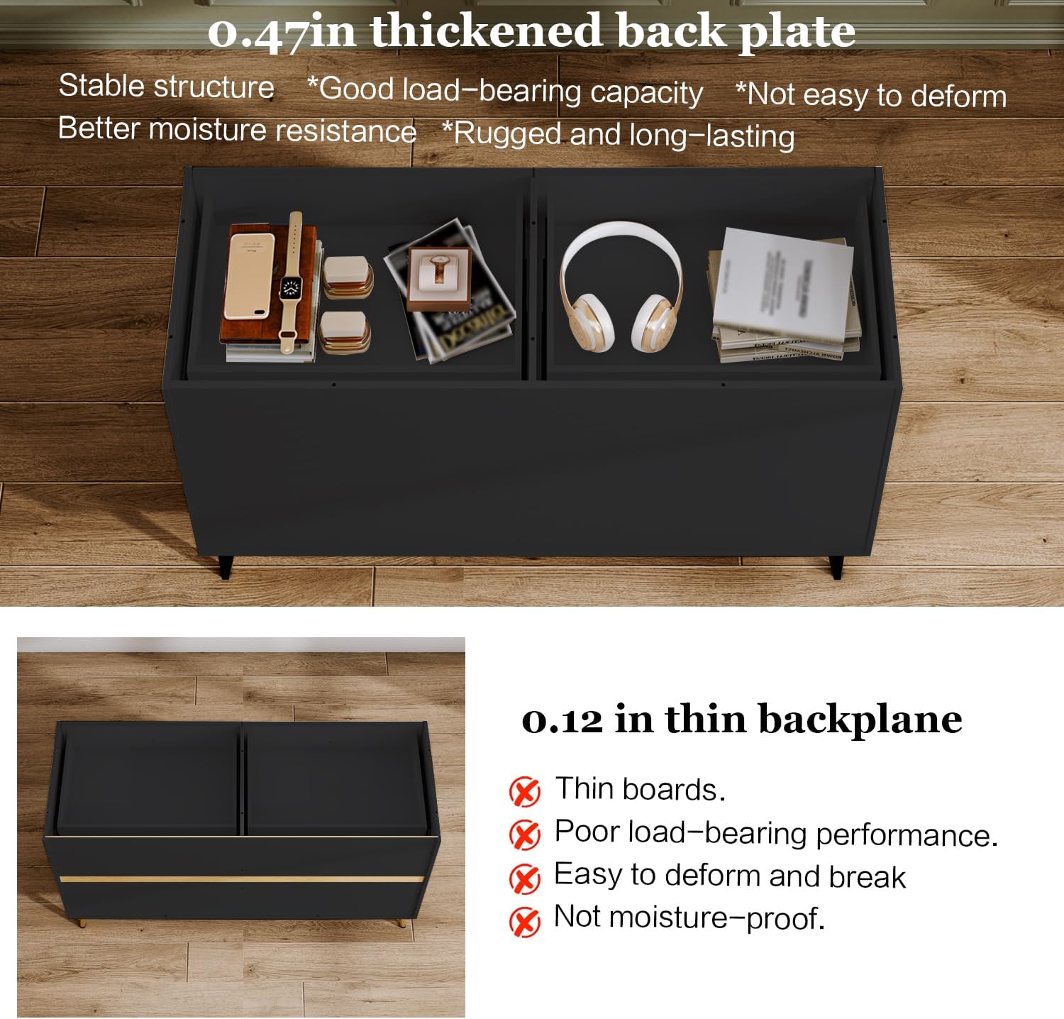 Black 6 Drawer Dresser for Bedroom, Large Double Dresser with Wide Drawers, Modern Chest of Drawers,Storage Organizer Dresser,for Living Room, Hallway, Bedroom