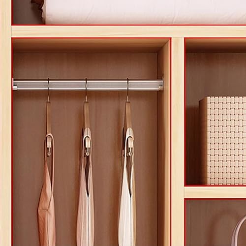 Armoire Wardrobe Closet Cabinet with Sliding Door,Freestanding Bedroom Closet Wardrobe with Shelves & Hanging Rods,Tall Wood Clothes Organizer Storage Cabinet(55" W, Natural)
