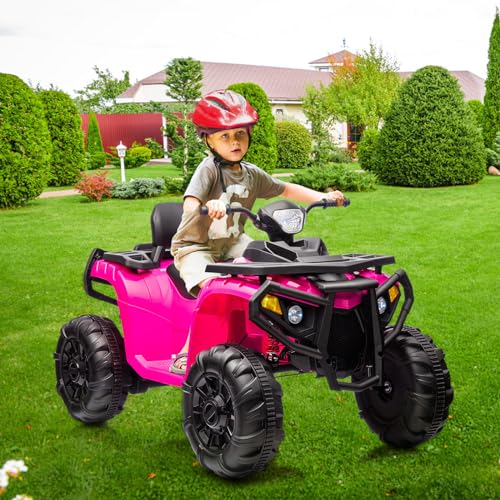 2 Seater Kids Ride On ATV 4 Wheeler Electric Vehicle for Big Kids Battery Powered Ride On Toy Car for Toddlers With Spring Suspension, Soft Start, LED Lights, High & Low Speed, Music, Black