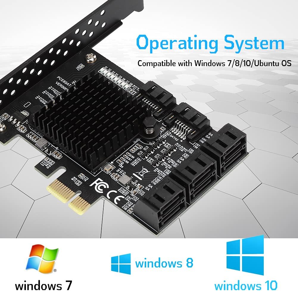 Heayzoki 8 Ports PCI-E to SATA 3.0 Card,PCI Express PCI-e Expansion Card,PCI-E to SATA3.0 Controller Expansion Board,for Windows 7/8/XP/10,with Driver Disc,Semi-High Baffle