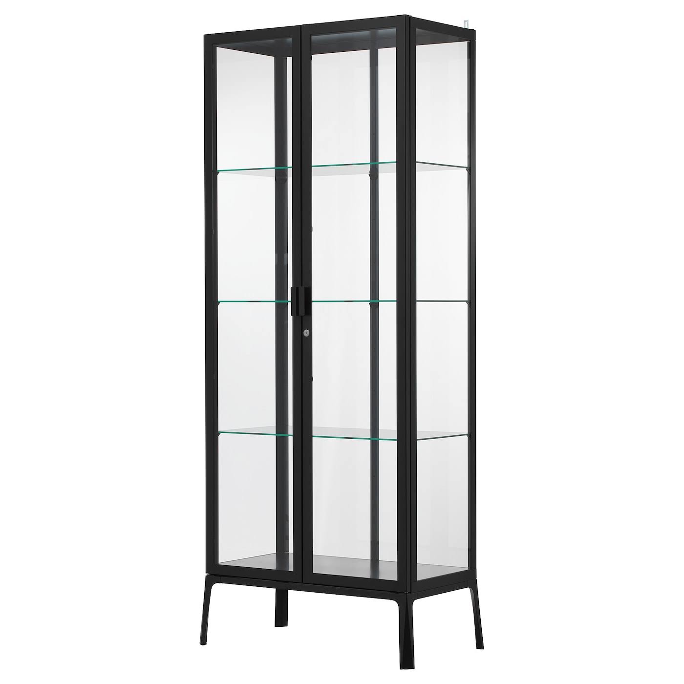 IKEA - MILSBO Glass-Door Cabinet, Anthracite, 28 3/4x68 7/8