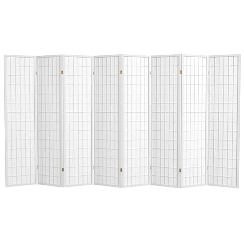 Red Lantern 6 ft. Tall Window Pane Shoji Screen-Natural-4 Panels Room Divider