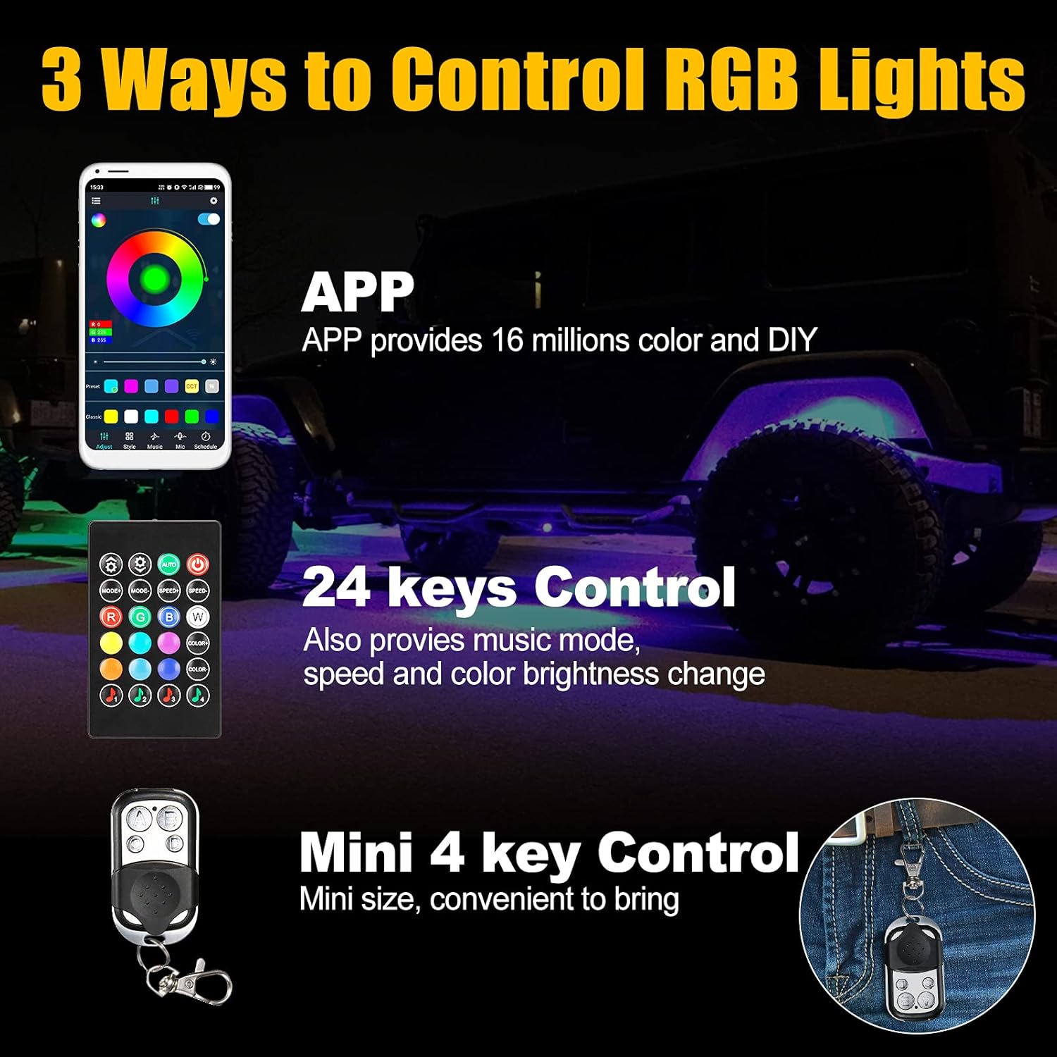Car Underglow Lights Exterior, LED Underbody Light Kit, 6 PCS Car Underglow Lights Music Sync DIY Mode, Glow Light Kits for Car SUV Ttruck