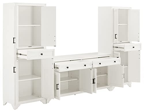 Crosley Furniture Tara 3-Piece Modern Farmhouse Sideboard Buffet Cabinet and Kitchen Storage Pantry Set, Distressed Gray