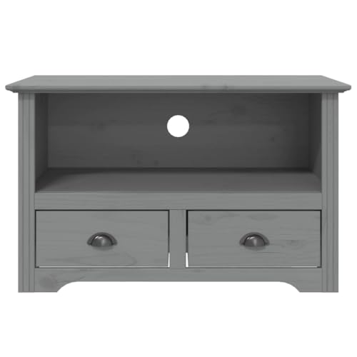 XAVIER Entertainment Center Television Stands Tv Table Tv StandTV Stand with 2 Drawers BODO Gray 35.8"x16.9"x22" Solid Wood Pine Suitable for Office, Meeting Room, Living Room, Hallway