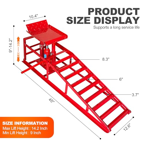 2 Pack Hydraulic Car Ramps, 11050LBS 5T Car Ramp High Lift 9"-14.2", Heavy Duty Steel Car Lift Ramp, Automotive Truck Service Ramps for Oil Changes Support Jack for Maintenance, Black