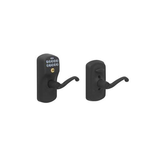 Schlage FE595 PLY/FLA Plymouth Keypad Flex-Lock Entry Leverset with Flair Lever Satin Chrome