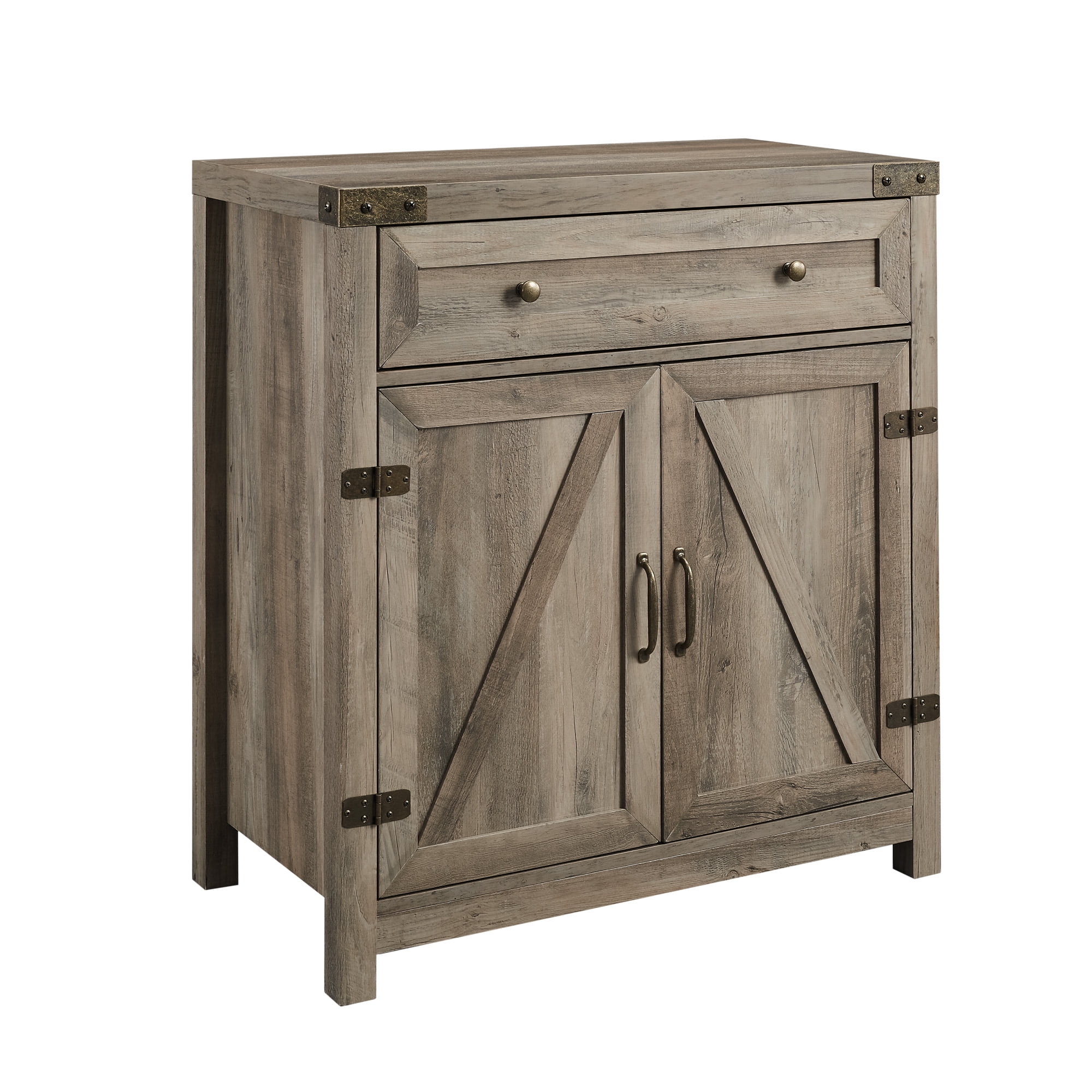 Walker Edison Sliding Barn Door Accent Cabinet, Grey Wash
