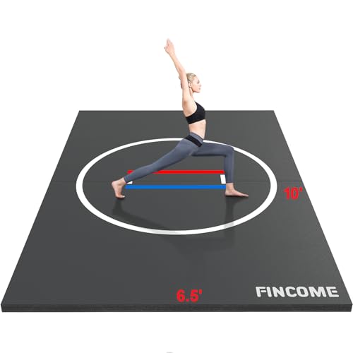 10' x 10' Wrestling Mat for Home Black Jiu Jitsu Wrestling Mats Durable Judo Mats for BJJ MMA Training Roll-Up Design Wrestling Mat for Grappling Martial Art Boxing Judo